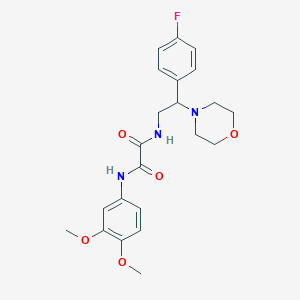molecular formula C22H26FN3O5 B2594591 N1-(3,4-二甲氧基苯基)-N2-(2-(4-氟苯基)-2-吗啉乙基)草酰胺 CAS No. 920245-73-4