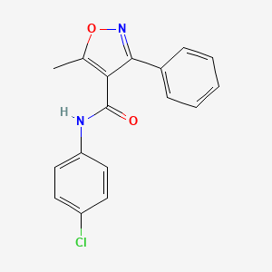molecular formula C17H13ClN2O2 B2594603 N-(4-chlorophenyl)-5-methyl-3-phenyl-1,2-oxazole-4-carboxamide CAS No. 432524-24-8