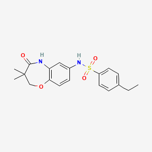 molecular formula C19H22N2O4S B2594608 N-(3,3-二甲基-4-氧代-2,3,4,5-四氢苯并[b][1,4]恶二嗪-7-基)-4-乙基苯磺酰胺 CAS No. 922004-50-0