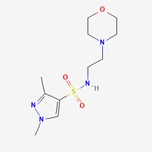 molecular formula C11H20N4O3S B2594610 1,3-dimethyl-N-(2-morpholinoethyl)-1H-pyrazole-4-sulfonamide CAS No. 1172864-33-3