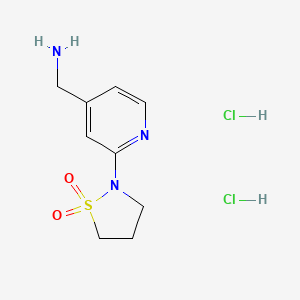 molecular formula C9H15Cl2N3O2S B2594622 2-[4-(Aminomethyl)pyridin-2-yl]-1-2-thiazolidine-1,1-dione dihydrochloride CAS No. 2251054-25-6