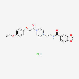 molecular formula C24H30ClN3O6 B2594623 N-(2-(4-(2-(4-ethoxyphenoxy)acetyl)piperazin-1-yl)ethyl)benzo[d][1,3]dioxole-5-carboxamide hydrochloride CAS No. 1329948-37-9