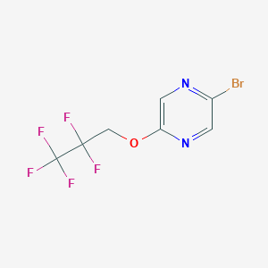 molecular formula C7H4BrF5N2O B2594625 2-Bromo-5-(2,2,3,3,3-pentafluoropropoxy)pyrazine CAS No. 1857967-70-4