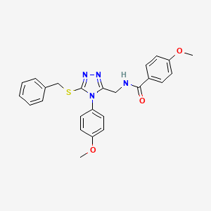 molecular formula C25H24N4O3S B2594631 N-[[5-benzylsulfanyl-4-(4-methoxyphenyl)-1,2,4-triazol-3-yl]methyl]-4-methoxybenzamide CAS No. 476431-93-3