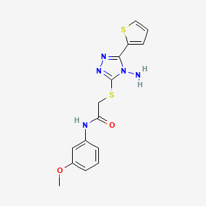 molecular formula C15H15N5O2S2 B2594632 2-{[4-amino-5-(thiophen-2-yl)-4H-1,2,4-triazol-3-yl]sulfanyl}-N-(3-methoxyphenyl)acetamide CAS No. 886926-90-5