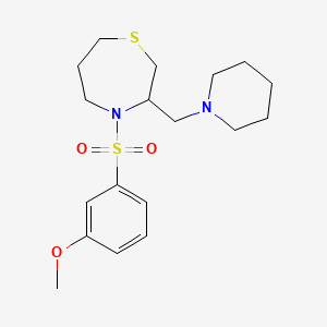 molecular formula C18H28N2O3S2 B2594637 4-((3-Methoxyphenyl)sulfonyl)-3-(piperidin-1-ylmethyl)-1,4-thiazepane CAS No. 1421463-13-9