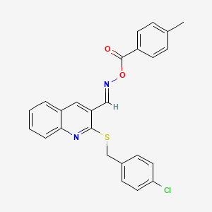molecular formula C25H19ClN2O2S B2594639 (E)-[(2-{[(4-氯苯基)甲基]硫代}喹啉-3-基)亚甲基]氨基 4-甲基苯甲酸酯 CAS No. 692260-11-0