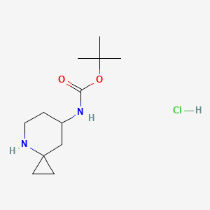 molecular formula C12H23ClN2O2 B2594654 叔丁基N-(4-氮杂螺[2.5]辛-7-基)氨基甲酸酯;盐酸盐 CAS No. 2503205-97-6
