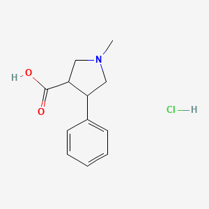 molecular formula C12H16ClNO2 B2594655 1-Methyl-4-phenylpyrrolidine-3-carboxylic acid hydrochloride CAS No. 1909336-70-4
