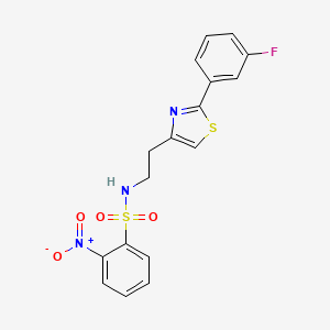 molecular formula C17H14FN3O4S2 B2594660 N-(2-(2-(3-氟苯基)噻唑-4-基)乙基)-2-硝基苯磺酰胺 CAS No. 923164-57-2