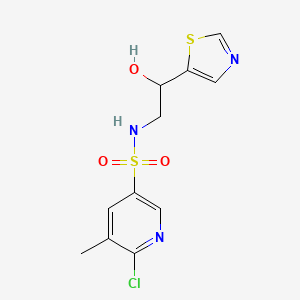 molecular formula C11H12ClN3O3S2 B2594661 6-Chloro-N-[2-hydroxy-2-(1,3-thiazol-5-yl)ethyl]-5-methylpyridine-3-sulfonamide CAS No. 2224344-13-0