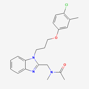 molecular formula C21H24ClN3O2 B2594664 N-[[1-[3-(4-chloro-3-methylphenoxy)propyl]benzimidazol-2-yl]methyl]-N-methylacetamide CAS No. 873093-86-8