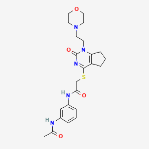 molecular formula C23H29N5O4S B2594669 N-(3-acetamidophenyl)-2-((1-(2-morpholinoethyl)-2-oxo-2,5,6,7-tetrahydro-1H-cyclopenta[d]pyrimidin-4-yl)thio)acetamide CAS No. 898444-53-6