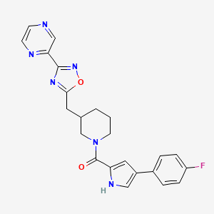 molecular formula C23H21FN6O2 B2594676 (4-(4-fluorophenyl)-1H-pyrrol-2-yl)(3-((3-(pyrazin-2-yl)-1,2,4-oxadiazol-5-yl)methyl)piperidin-1-yl)methanone CAS No. 1705440-51-2