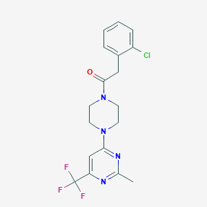 molecular formula C18H18ClF3N4O B2594679 4-{4-[(2-Chlorophenyl)acetyl]piperazin-1-yl}-2-methyl-6-(trifluoromethyl)pyrimidine CAS No. 1775527-82-6