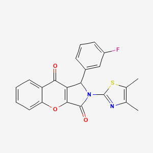 molecular formula C22H15FN2O3S B2594686 2-(4,5-Dimethylthiazol-2-yl)-1-(3-fluorophenyl)-1,2-dihydrochromeno[2,3-c]pyrrole-3,9-dione CAS No. 620155-11-5