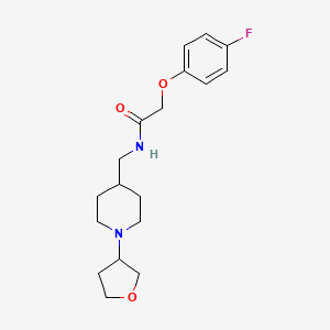 molecular formula C18H25FN2O3 B2594692 2-(4-fluorophenoxy)-N-((1-(tetrahydrofuran-3-yl)piperidin-4-yl)methyl)acetamide CAS No. 2034204-19-6