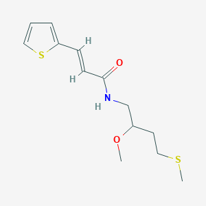 molecular formula C13H19NO2S2 B2594694 (E)-N-(2-甲氧基-4-甲基硫代丁基)-3-噻吩-2-基丙-2-烯酰胺 CAS No. 2321342-32-7