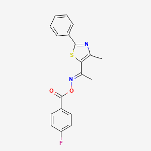 molecular formula C19H15FN2O2S B2594696 5-{[(4-Fluorobenzoyl)oxy]éthanimidoyl}-4-méthyl-2-phényl-1,3-thiazole CAS No. 477858-06-3