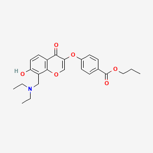 molecular formula C24H27NO6 B2594739 Propyl 4-[8-(diethylaminomethyl)-7-hydroxy-4-oxochromen-3-yl]oxybenzoate CAS No. 845982-90-3