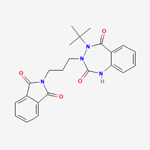 molecular formula C23H24N4O4 B2594762 4-(叔丁基)-3-[3-(1,3-二氧代-1,3-二氢-2H-异吲哚-2-基)丙基]-3,4-二氢-1H-1,3,4-苯并三氮杂卓-2,5-二酮 CAS No. 866009-79-2