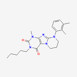 molecular formula C22H29N5O2 B2594764 9-(2,3-二甲基苯基)-1-甲基-3-戊基-6,7,8,9-四氢嘧啶并[2,1-f]嘌呤-2,4(1H,3H)-二酮 CAS No. 923481-45-2
