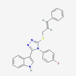 molecular formula C25H19FN4S B2594766 (E)-3-(5-(cinnamylthio)-4-(4-fluorophenyl)-4H-1,2,4-triazol-3-yl)-1H-indole CAS No. 946309-02-0