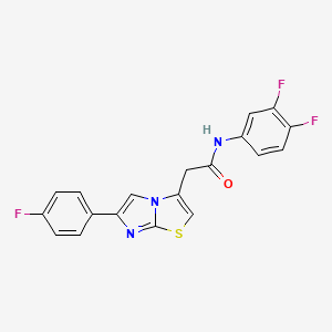 molecular formula C19H12F3N3OS B2594791 N-(3,4-difluorophenyl)-2-[6-(4-fluorophenyl)imidazo[2,1-b][1,3]thiazol-3-yl]acetamide CAS No. 897464-78-7
