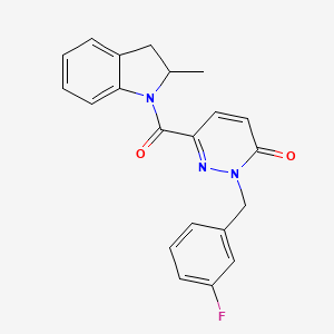 molecular formula C21H18FN3O2 B2594792 2-(3-氟苄基)-6-(2-甲基吲哚啉-1-羰基)嘧啶-3(2H)-酮 CAS No. 1040663-39-5