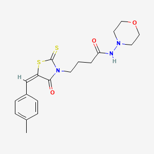 molecular formula C19H23N3O3S2 B2594793 (E)-4-(5-(4-methylbenzylidene)-4-oxo-2-thioxothiazolidin-3-yl)-N-morpholinobutanamide CAS No. 381697-78-5