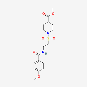 molecular formula C17H24N2O6S B2594795 Methyl 1-((2-(4-methoxybenzamido)ethyl)sulfonyl)piperidine-4-carboxylate CAS No. 899967-45-4