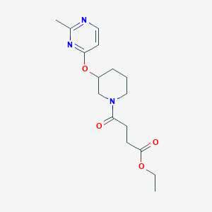 molecular formula C16H23N3O4 B2594796 Ethyl 4-(3-((2-methylpyrimidin-4-yl)oxy)piperidin-1-yl)-4-oxobutanoate CAS No. 2034619-00-4