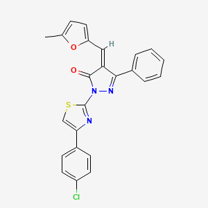 molecular formula C24H16ClN3O2S B2594806 (4Z)-2-[4-(4-氯苯基)-1,3-噻唑-2-基]-4-[(5-甲基呋喃-2-基)亚甲基]-5-苯基-2,4-二氢-3H-吡唑-3-酮 CAS No. 307340-47-2