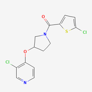 molecular formula C14H12Cl2N2O2S B2594825 (3-((3-Chloropyridin-4-yl)oxy)pyrrolidin-1-yl)(5-chlorothiophen-2-yl)methanon CAS No. 2034555-88-7