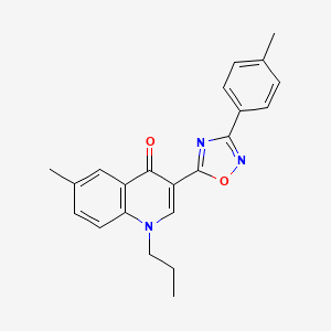 molecular formula C22H21N3O2 B2594827 6-甲基-3-[3-(4-甲苯基)-1,2,4-噁二唑-5-基]-1-丙基喹啉-4(1H)-酮 CAS No. 1326850-09-2