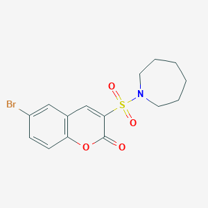 molecular formula C15H16BrNO4S B2594828 3-(氮杂环-1-基磺酰基)-6-溴-2H-色满-2-酮 CAS No. 950280-95-2