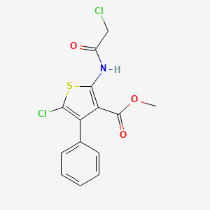 molecular formula C14H11Cl2NO3S B2594830 Methyl 5-chloro-2-(2-chloroacetylamino)-4-phenylthiophene-3-carboxylate CAS No. 356568-73-5