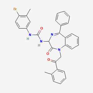 N-(2,5-diaza-2-(2-(2-methylphenyl)-2-oxoethyl)-3-oxo-6-phenylbicyclo[5.4.0]undeca-1(7),5,8,10-tetraen-4-yl)((4-bromo-3-methylphenyl)amino)formamide