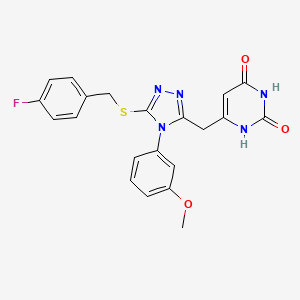 molecular formula C21H18FN5O3S B2594844 6-[[5-[(4-fluorophenyl)methylsulfanyl]-4-(3-methoxyphenyl)-1,2,4-triazol-3-yl]methyl]-1H-pyrimidine-2,4-dione CAS No. 852049-16-2