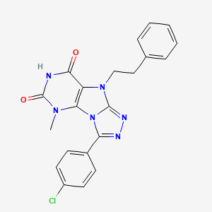 molecular formula C21H17ClN6O2 B2594852 3-(4-chlorophenyl)-5-methyl-9-phenethyl-5H-[1,2,4]triazolo[4,3-e]purine-6,8(7H,9H)-dione CAS No. 921829-79-0
