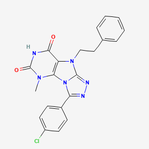 molecular formula C21H17ClN6O2 B2594852 3-(4-氯苯基)-5-甲基-9-苯乙基-5H-[1,2,4]三唑并[4,3-e]嘌呤-6,8(7H,9H)-二酮 CAS No. 921829-79-0