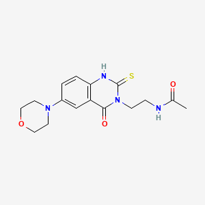 molecular formula C16H20N4O3S B2594881 N-[2-(6-morpholin-4-yl-4-oxo-2-sulfanylidene-1H-quinazolin-3-yl)ethyl]acetamide CAS No. 689767-95-1