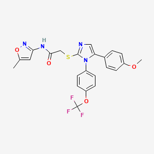 molecular formula C23H19F3N4O4S B2594892 2-((5-(4-methoxyphenyl)-1-(4-(trifluoromethoxy)phenyl)-1H-imidazol-2-yl)thio)-N-(5-methylisoxazol-3-yl)acetamide CAS No. 1226450-57-2
