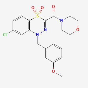 molecular formula C20H20ClN3O5S B2594896 7-氯-1-(3-甲氧基苄基)-3-(吗啉羰基)-4lambda~6~,1,2-苯并噻二嗪-4,4(1H)-二酮 CAS No. 1251630-58-6