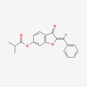 molecular formula C19H16O4 B2594903 (Z)-2-亚苄基-3-氧代-2,3-二氢苯并呋喃-6-基异丁酸酯 CAS No. 859137-03-4