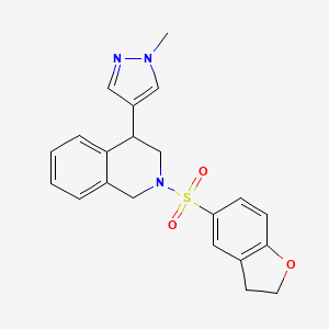molecular formula C21H21N3O3S B2594904 2-((2,3-dihydrobenzofuran-5-yl)sulfonyl)-4-(1-methyl-1H-pyrazol-4-yl)-1,2,3,4-tetrahydroisoquinoline CAS No. 2034464-10-1