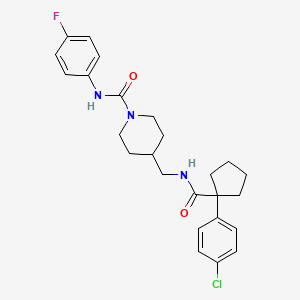 molecular formula C25H29ClFN3O2 B2594907 4-((1-(4-氯苯基)环戊烷甲酰胺)甲基)-N-(4-氟苯基)哌啶-1-甲酰胺 CAS No. 1327321-51-6