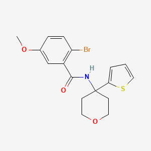 2-bromo-5-methoxy-N-(4-(thiophen-2-yl)tetrahydro-2H-pyran-4-yl)benzamide