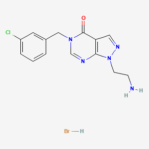 molecular formula C14H15BrClN5O B2594922 1-(2-aminoethyl)-5-[(3-chlorophenyl)methyl]-1H,4H,5H-pyrazolo[3,4-d]pyrimidin-4-one hydrobromide CAS No. 2320582-95-2