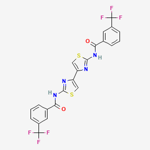 molecular formula C22H12F6N4O2S2 B2594926 3-(trifluoromethyl)-N-(4-{2-[3-(trifluoromethyl)benzamido]-1,3-thiazol-4-yl}-1,3-thiazol-2-yl)benzamide CAS No. 476643-50-2